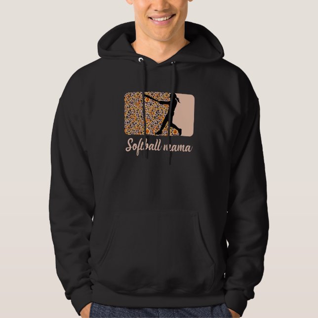 Softball Mama Leopard Sporty Mama Muttertag Hoodie (Vorderseite)