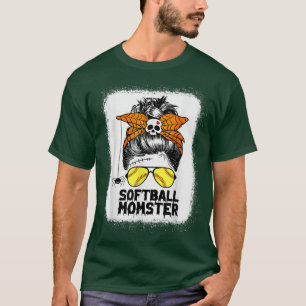 Softball Mama Life Messy Bun Halloween Women Softb T-Shirt