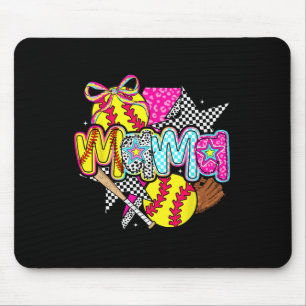Softball Mama Mama Softball Game Day Vibes Mother Mousepad