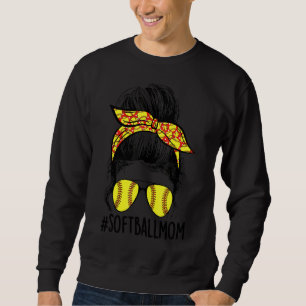 Softball Mama Messy Bun Mama Mutter's Day Sporty M Sweatshirt