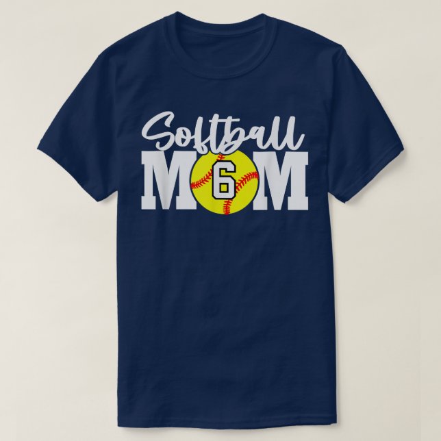 Softball-Mama Nummer 6 T-Shirt (Design vorne)