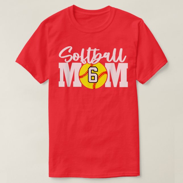 Softball-Mama Nummer 6 T-Shirt (Design vorne)