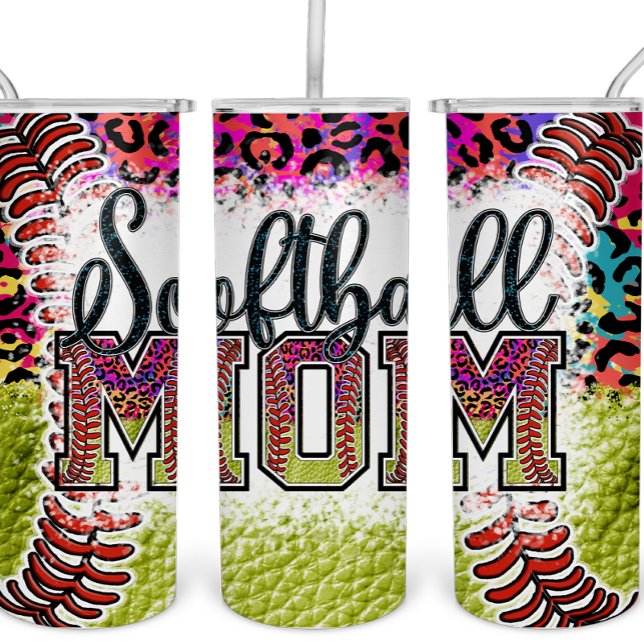 Softball Mama Rainbow Leopard Tumbler Sports MAMA Thermosbecher (Von Creator hochgeladen)