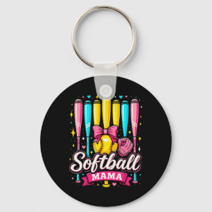 Softball-Mama Softball-Coquette-Bogen Softball Schlüsselanhänger