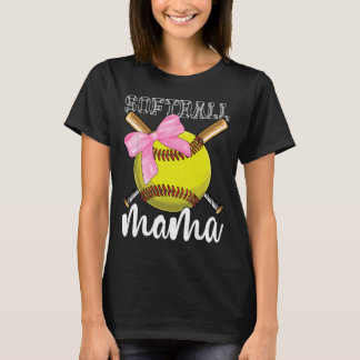 Softball Mama Softball Coquette Schleife T-Shirt