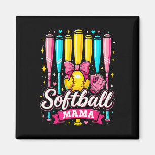 Softball Mama Softball Kokette Bow Softball Magnet