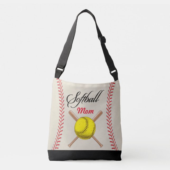 Softball Mama Totbeutel Tragetaschen Mit Langen Trägern (Vorderseite)