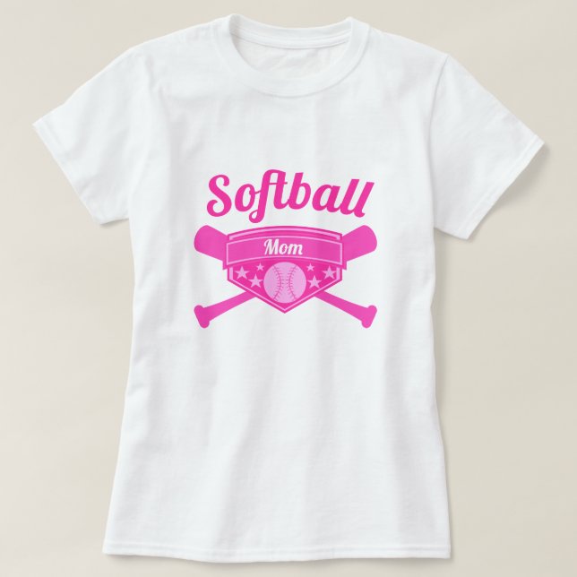 Softball-Mama und Zahl T-Shirt (Design vorne)