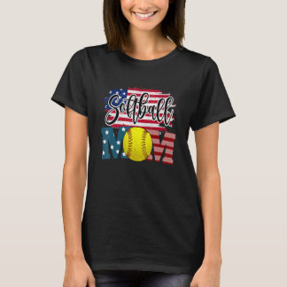 Softball-Mama US-amerikanische Flagge T-Shirt