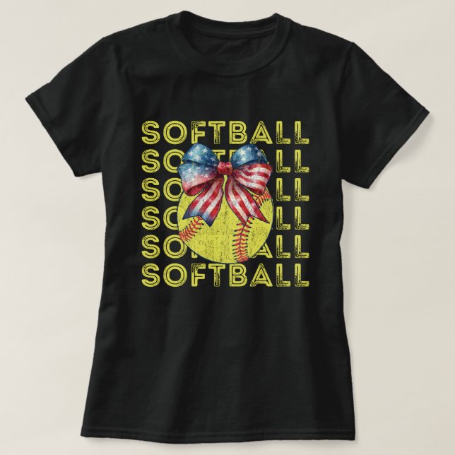 Softball-Mama | USA American Flag Softball T-Shirt (Design vorne)