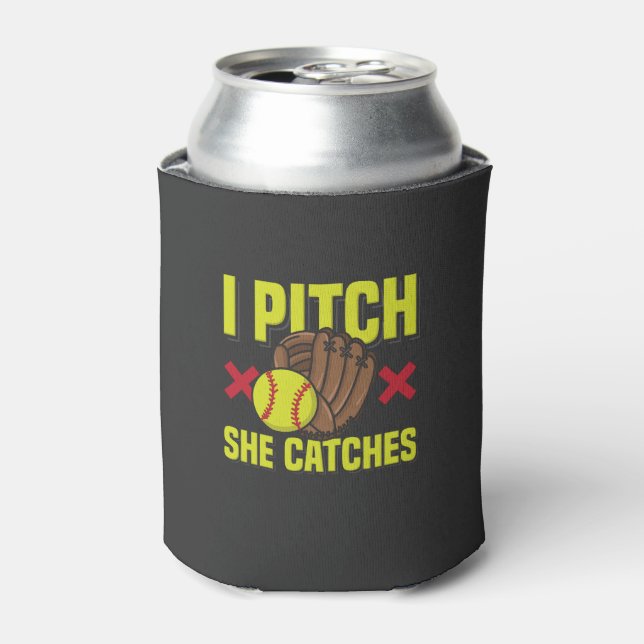 Softball Mama Vater Baseball Sport Dosenkühler (Kanne Vorderseite)