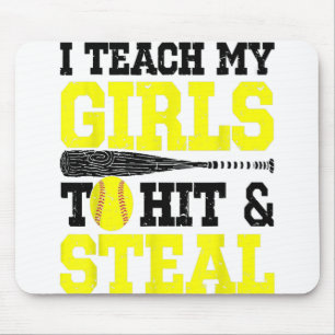 Softball Mama Vater ich lehre meine Mädchen zu sch Mousepad