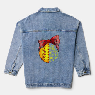 Softball Mama Women Pitcher Catcher Girls Jeansjacke