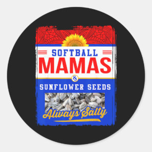 Softball-Mamas und Sonnenblumenkerne immer salzige Runder Aufkleber