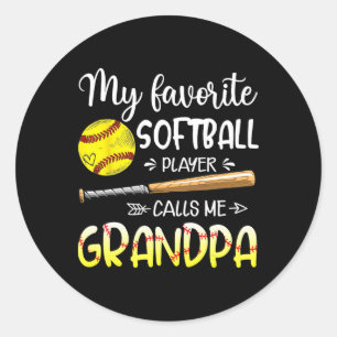 Softball Mein Lieblings-Softballspieler nennt mich Runder Aufkleber