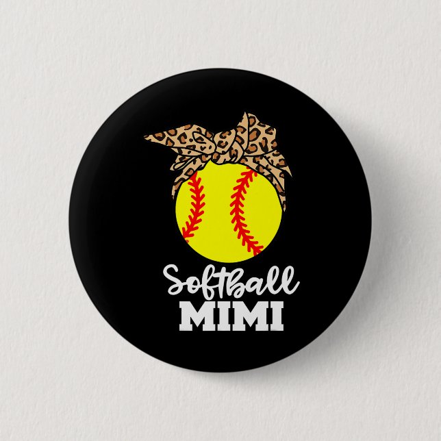 Softball Mimi Lustiger Leopard Mimi  Button (Vorderseite)