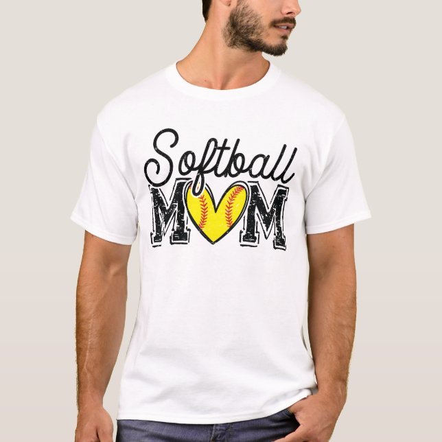 Softball Mom Distressed T-Shirt (Vorderseite)