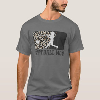 Softball Mom Funny Mom Life Leopard T-Shirt