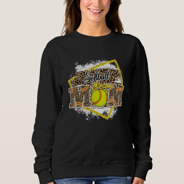 Softball Mom Leopard Bleached Family Matching Sweatshirt (Vorderseite)