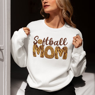 "Softball Mom" Leopard Print Mother's Day Sweatshirt