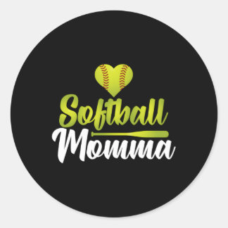Softball Momma Mütter Tag für unterstützende Mamas Runder Aufkleber