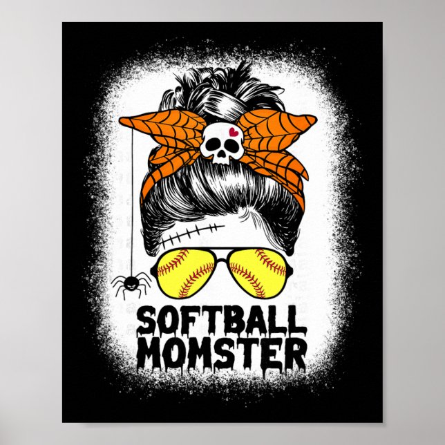 Softball-Mutter-Leben Unordentlicher Dutt Hallowee Poster (Vorne)