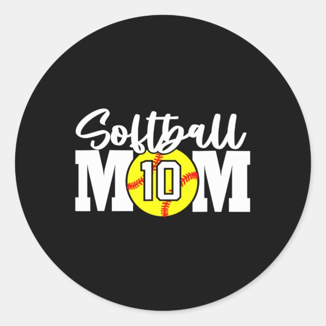 Softball-Mutter Nummer #10  Runder Aufkleber (Vorderseite)