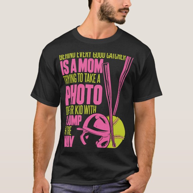 Softball-Mutter Werfer Schlagmann Fänger Softball T-Shirt (Vorderseite)