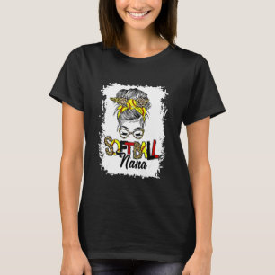 Softball Nana Life mit Leopard Messy Bun Mother T-Shirt