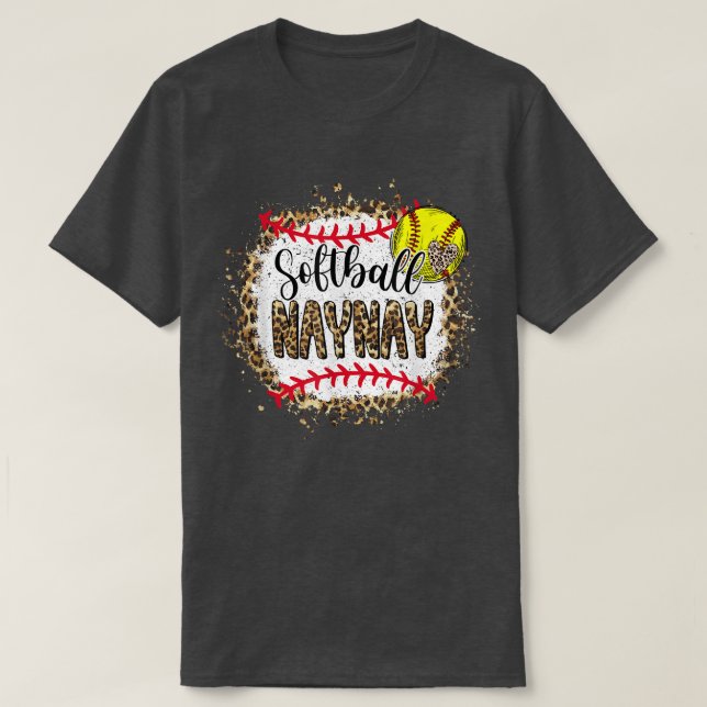 Softball Naynay Leopard gebleicht Mütter Tagesspie T-Shirt (Design vorne)