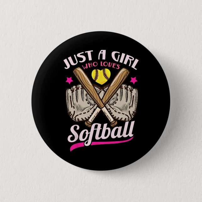 Softball Nur Ein Mädchen Das Softball Liebt Softba Button (Vorderseite)