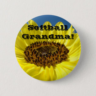 Softball-Oma-Knöpfe Gelbe Sonnenblume Baseball Button