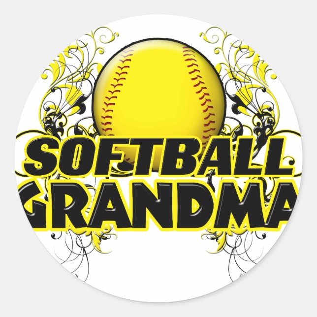Softball Oma (Kreuz).png Runder Aufkleber (Vorderseite)