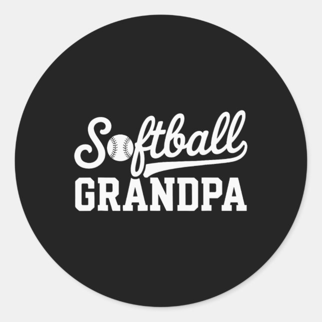 Softball-Opa  Runder Aufkleber (Vorderseite)