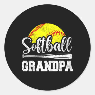 Softball Opa Softball Spieler Spieltag Vatertag Runder Aufkleber
