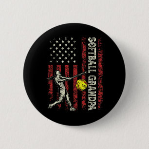 Softball-Opa-US-Flag-Geschenke-Vater-Männer-Patrio Button