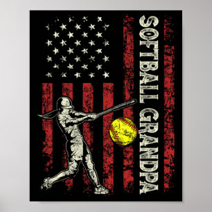Softball-Opa-US-Flag-Geschenke-Vater-Männer-patrio Poster