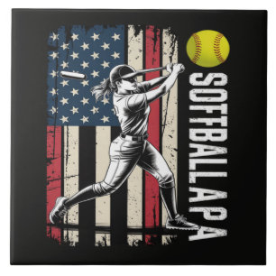 Softball Papa Amerikanische US-Flagge Fliese