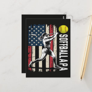 Softball Papa Amerikanische US-Flagge Postkarte