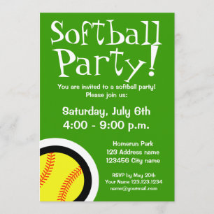 Softball-Party Einladungen für Geburtstage und
