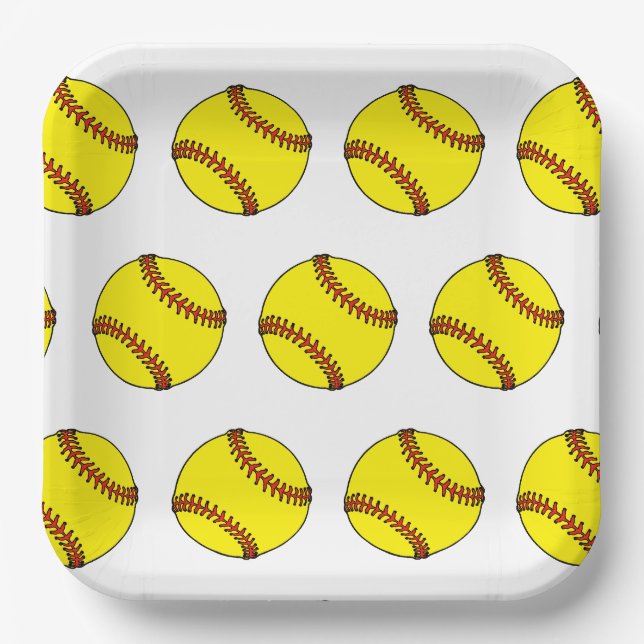 Softball-Party-Tellerplatten Pappteller (Vorderseite)