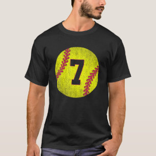 Softball Player 7th Birthday Softball Jersey 7 Yea T-Shirt