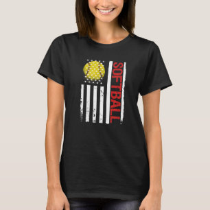Softball Player American Flag T-Shirt