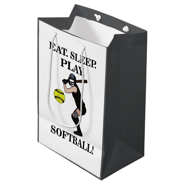 Softball Player Coach Sports Party Mittlere Geschenktüte (Vorderseite Schrägansicht)