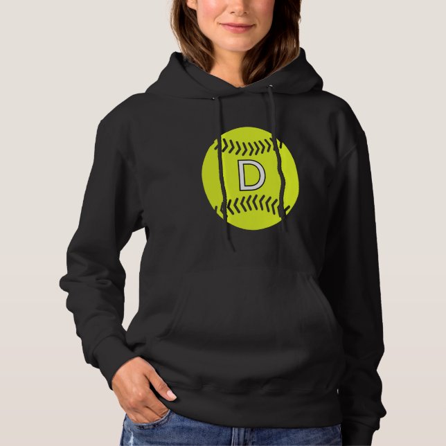 Softball Player Favorite Letter Initial D Hoodie (Vorderseite)