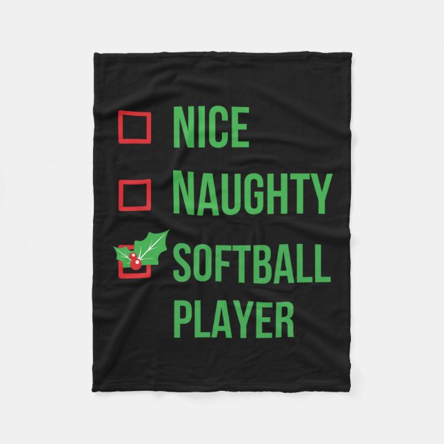 Softball Player Funny Pajama Weihnachtsgeschenk Fleecedecke (Vorderseite)