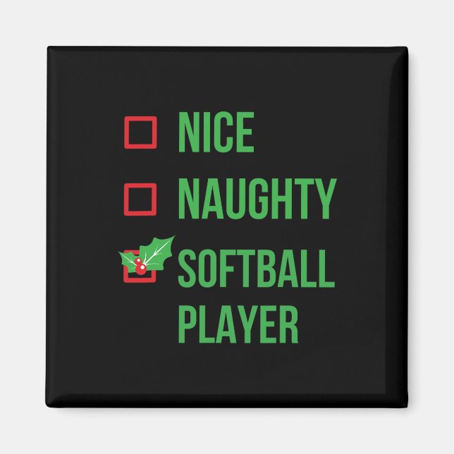 Softball Player Funny Pajama Weihnachtsgeschenk Magnet (Vorne)