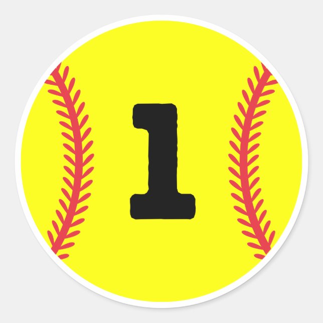 Softball Player Jersey Favorit Nr. 1 Runder Aufkleber (Vorderseite)