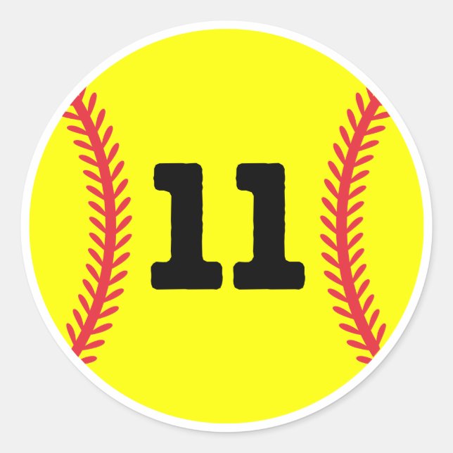 Softball Player Jersey Favorit Number #11 Runder Aufkleber (Vorderseite)