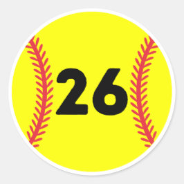 Softball Player Jersey Favorit Number #26 Runder Aufkleber